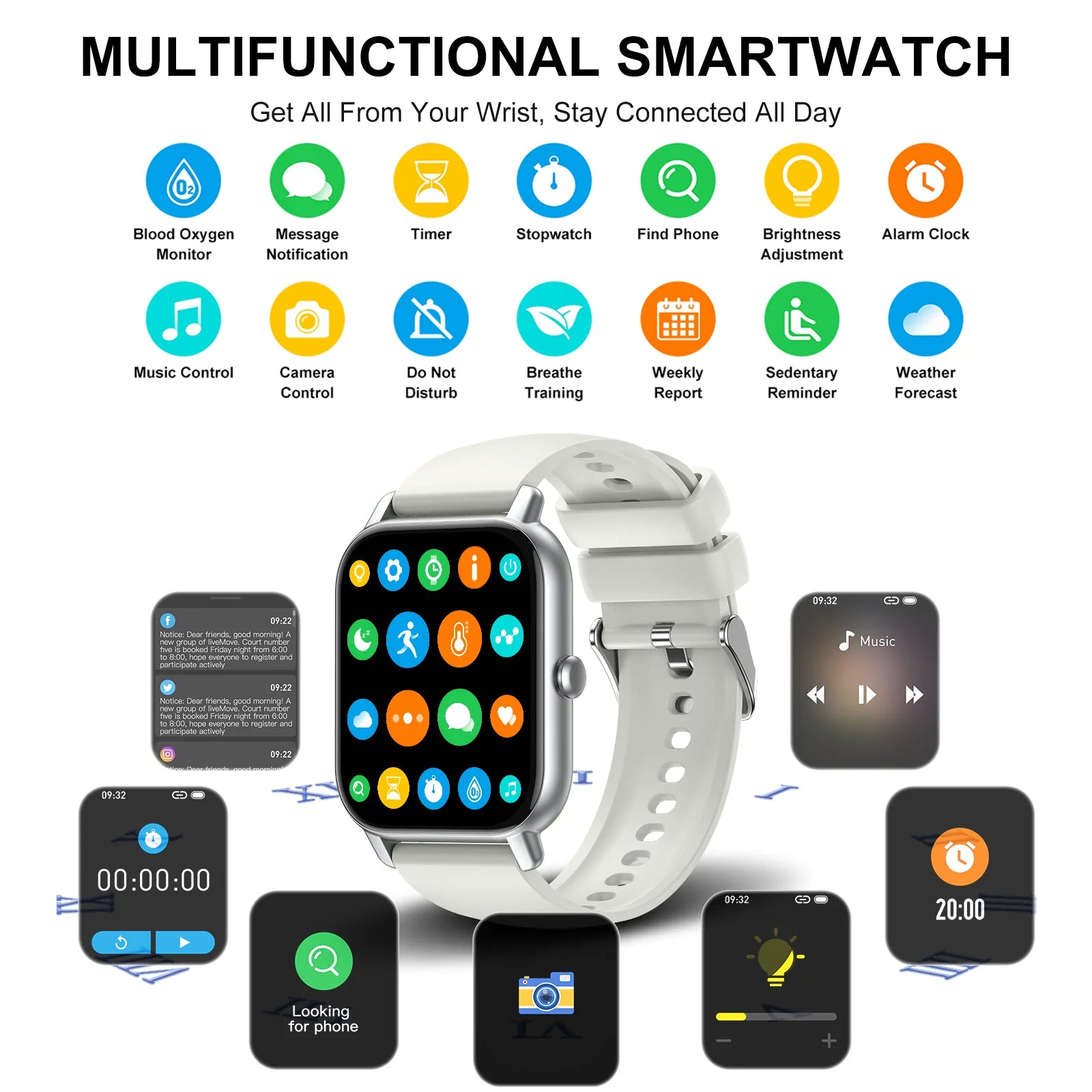 Smart Watch, 1.85" Sports Watch for IP68 Waterproof, 110+ Sport Modes, Fitness Activity Tracker, Ultra Thin Watch.